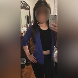 LA Kitty Cobalt Blazer with Crocheted Back